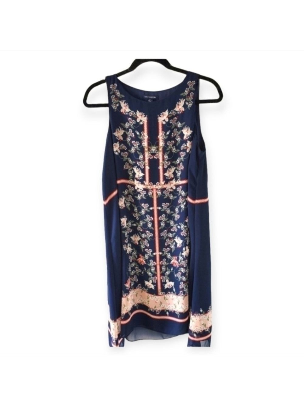 Max Edition Navy Floral Embroidered Shift Dress S